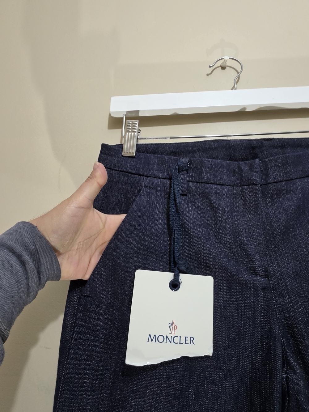 Moncler Women’s Tailored Pants Size 38EU Blue Waist 28 Slim Fit - Picture 8 of 15